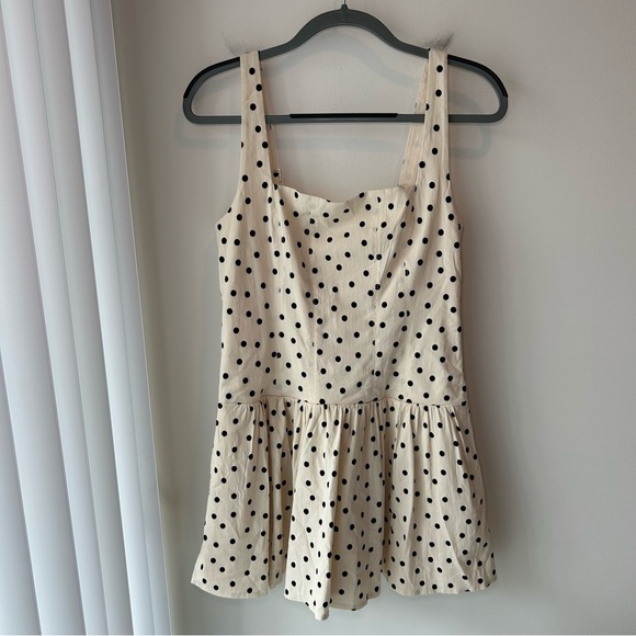 NWT NEW Abercrombie Mila Drop-Waist Mini Dress in Cream Dot Size Large Petite - Picture 4 of 12
